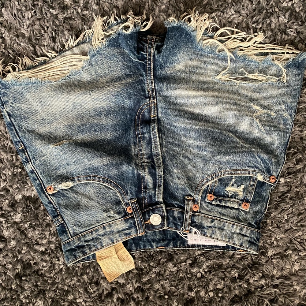 Zara Blue Distressed Jean Shorts